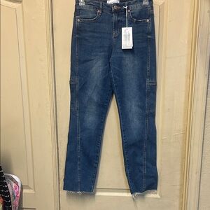 Dear John Indigo Straight Leg Jeans with Raw Hem (BBR)